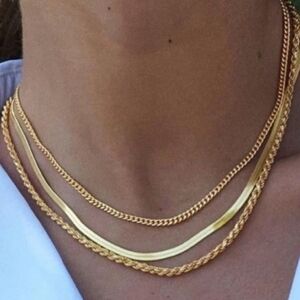 Anthropologie Gold Layered Necklace Set